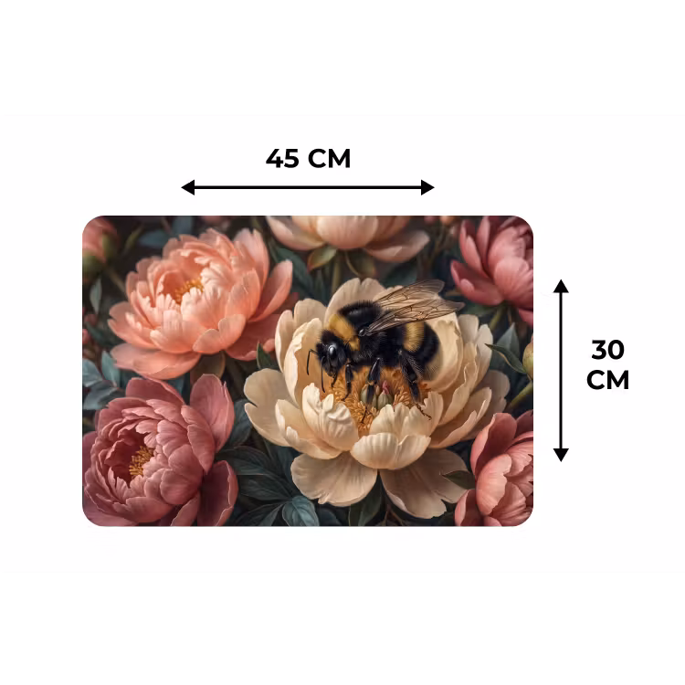 Placemat - 6 stuks - Bloemen - Insect - Natuur - Roze — 3