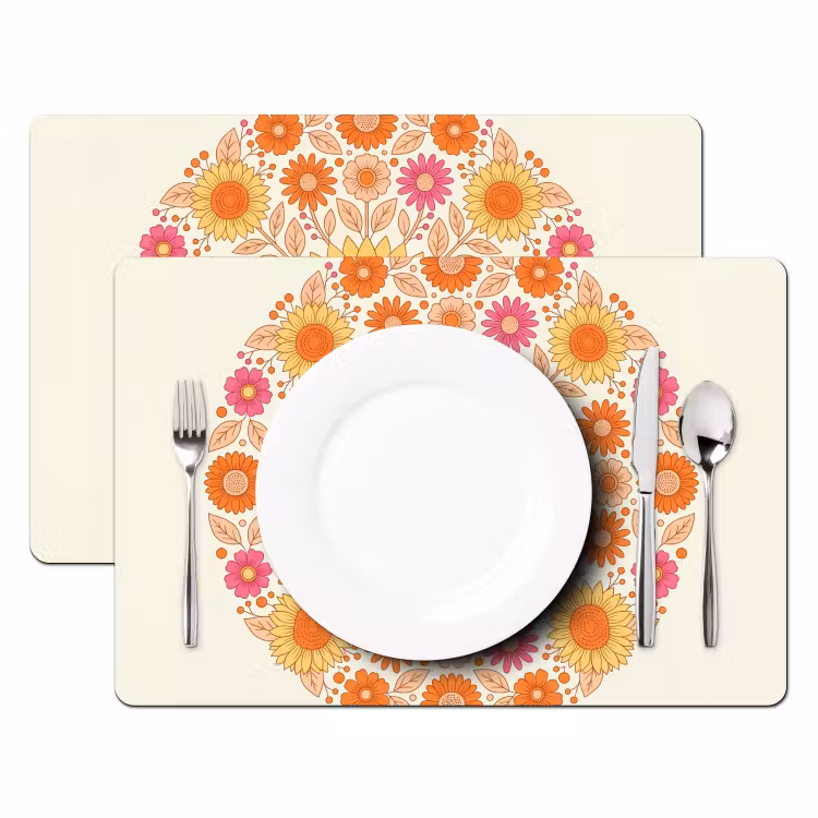 Placemat - 6 stuks - Bloemen - Mandala - Patroon - Kleurrijk — 2