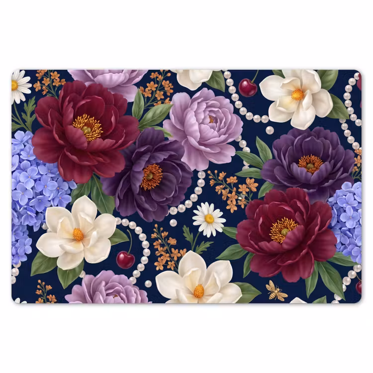 Placemat - 6 stuks - Bloemen - Parels - Decoratie - Modern - Blauw — 7