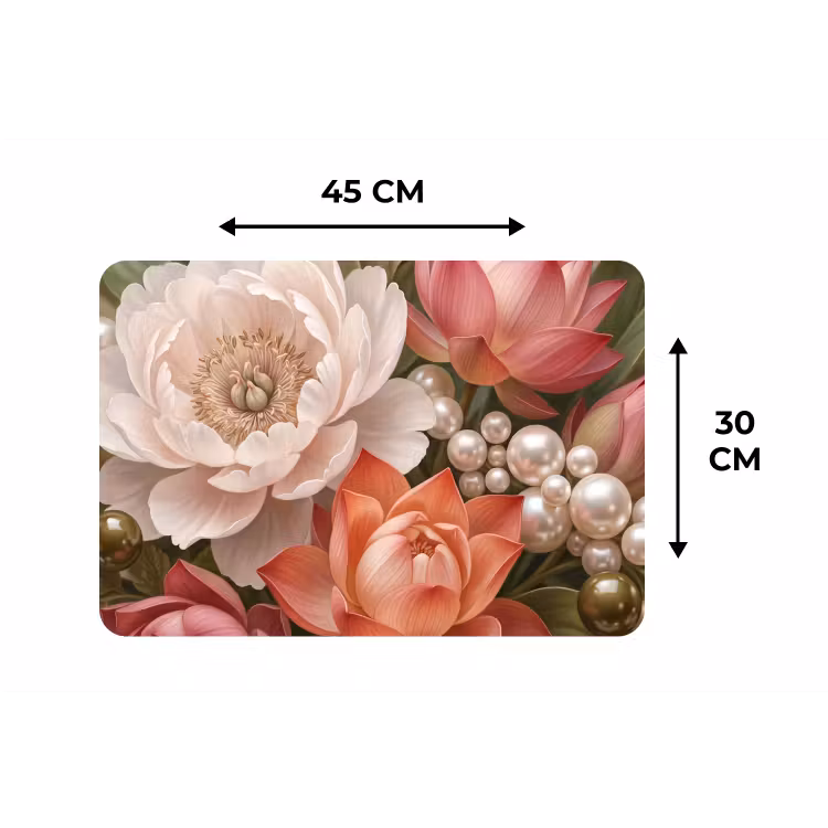 Placemat - 6 stuks - Bloemen - Parels - Elegant - Roze - Wit — 3