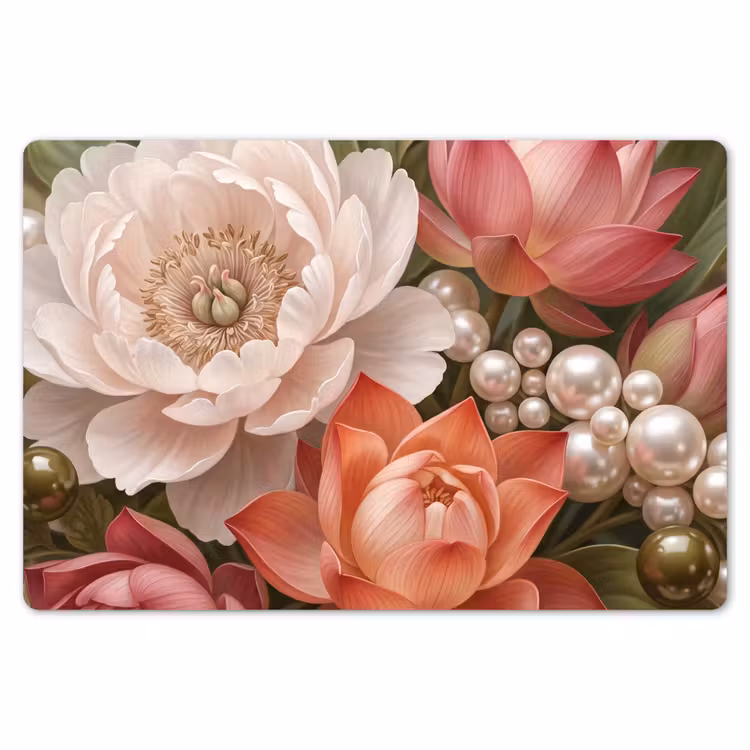 Placemat - 6 stuks - Bloemen - Parels - Elegant - Roze - Wit — 7