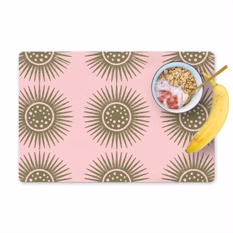Placemat - 6 stuks - Bloemen - Patroon - Abstract - Roze - Groen — 1