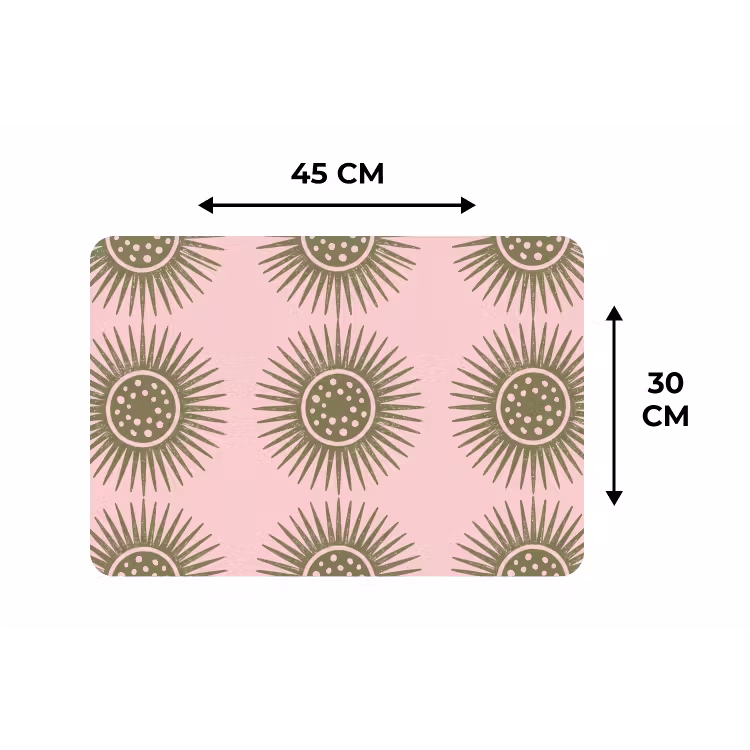 Placemat - 6 stuks - Bloemen - Patroon - Abstract - Roze - Groen — 3