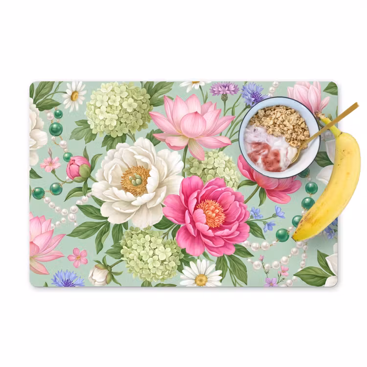 Placemat - 6 stuks - Bloemen - Patroon - Botanisch - Groen — 1
