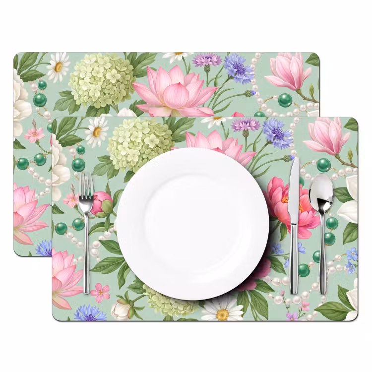 Placemat - 6 stuks - Bloemen - Patroon - Botanisch - Groen — 2