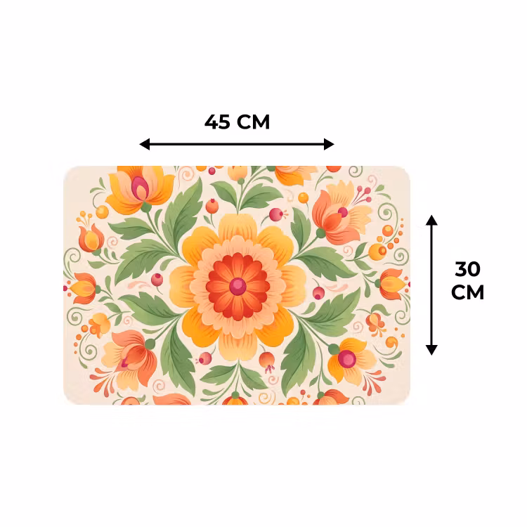Placemat - 6 stuks - Bloemen - Patroon - Decoratief - Oranje — 3