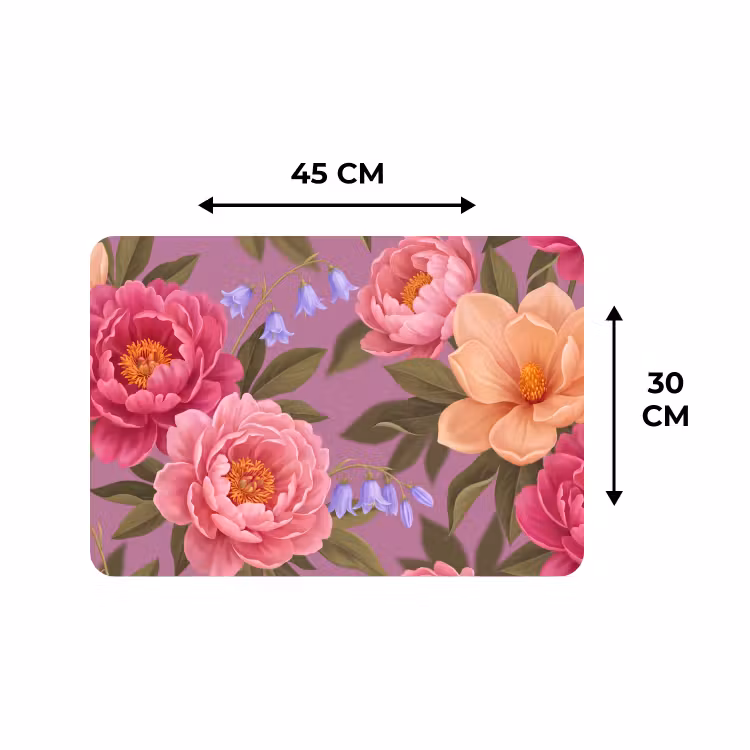 Placemat - 6 stuks - Bloemen - Patroon - Illustratie - Roze — 3