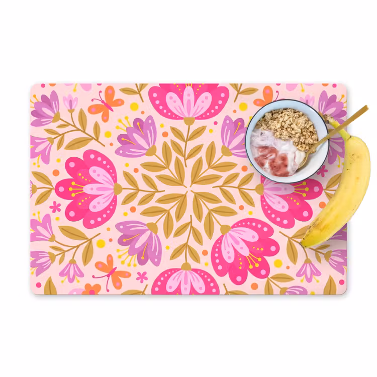 Placemat - 6 stuks - Bloemen - Patroon - Natuur - Abstract - Roze — 1