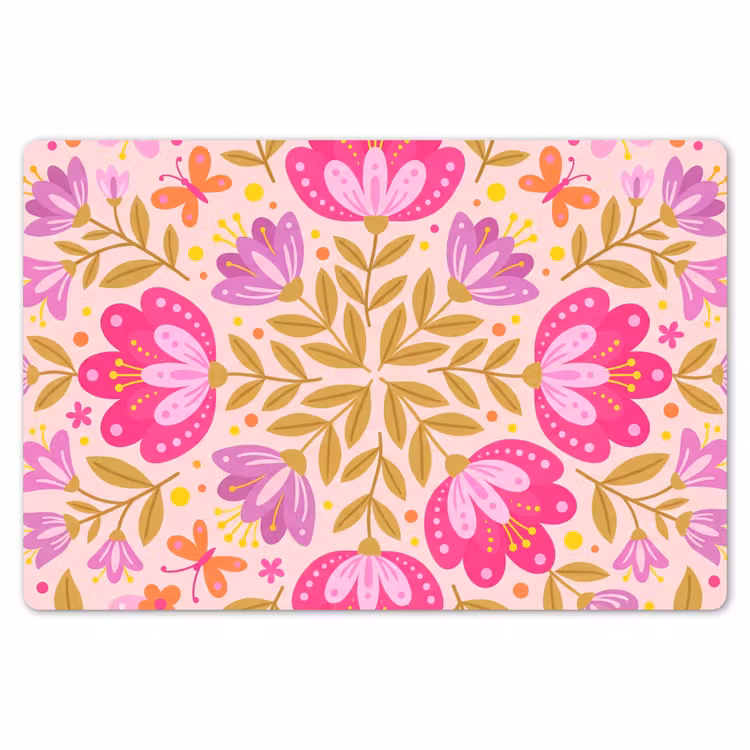 Placemat - 6 stuks - Bloemen - Patroon - Natuur - Abstract - Roze — 7