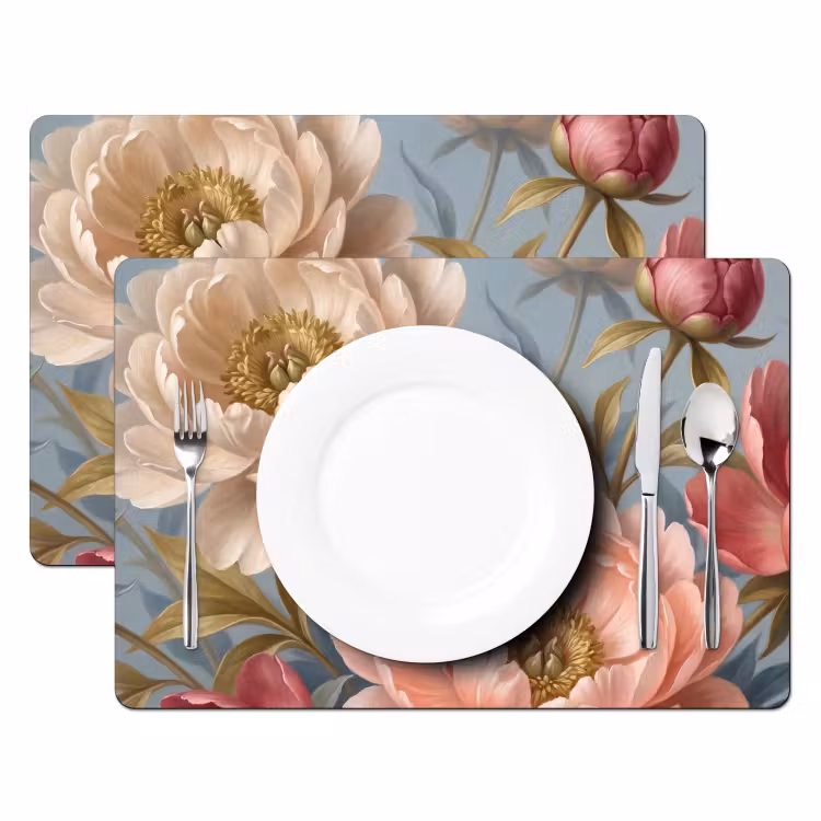 Placemat - 6 stuks - Bloemen - Roze - Beige - Modern - Natuur — 2