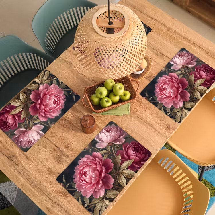 Placemat - 6 stuks - Bloemen - Roze - Klassiek - Natuur — 6