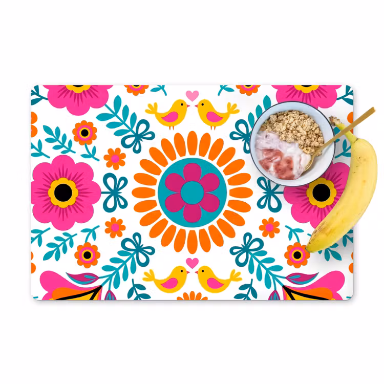 Placemat - 6 stuks - Bloemen - Vogel - Patroon - Kleurrijk - Modern — 1