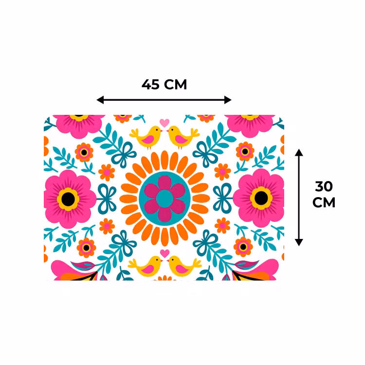Placemat - 6 stuks - Bloemen - Vogel - Patroon - Kleurrijk - Modern — 3