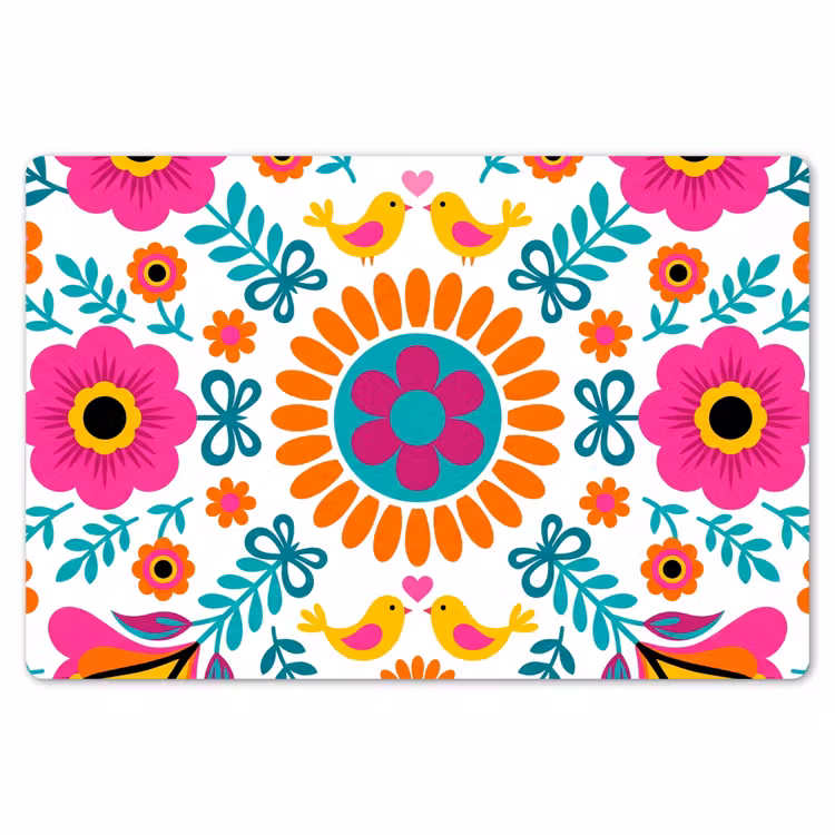 Placemat - 6 stuks - Bloemen - Vogel - Patroon - Kleurrijk - Modern — 7