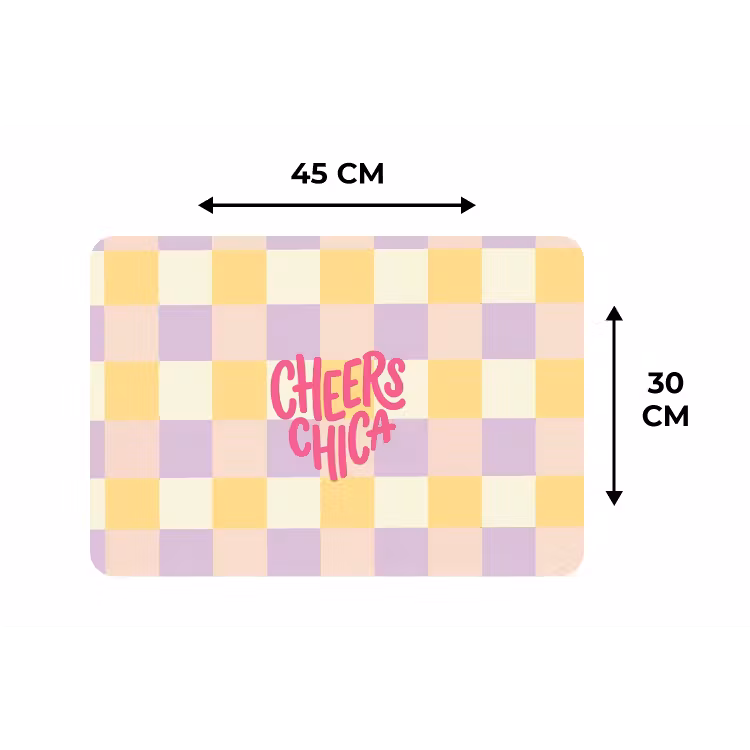 Placemat - 6 stuks - Cheers Chica - Ruitjes - Lila - Geel — 3