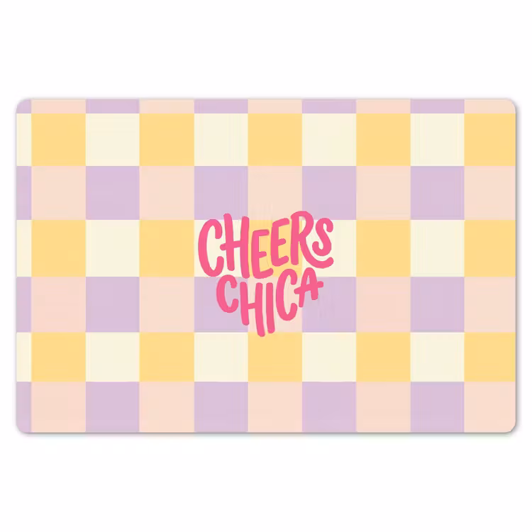 Placemat - 6 stuks - Cheers Chica - Ruitjes - Lila - Geel — 7