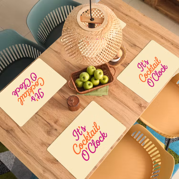 Placemat - 6 stuks - Cocktail O'Clock - Geel - Retro — 6