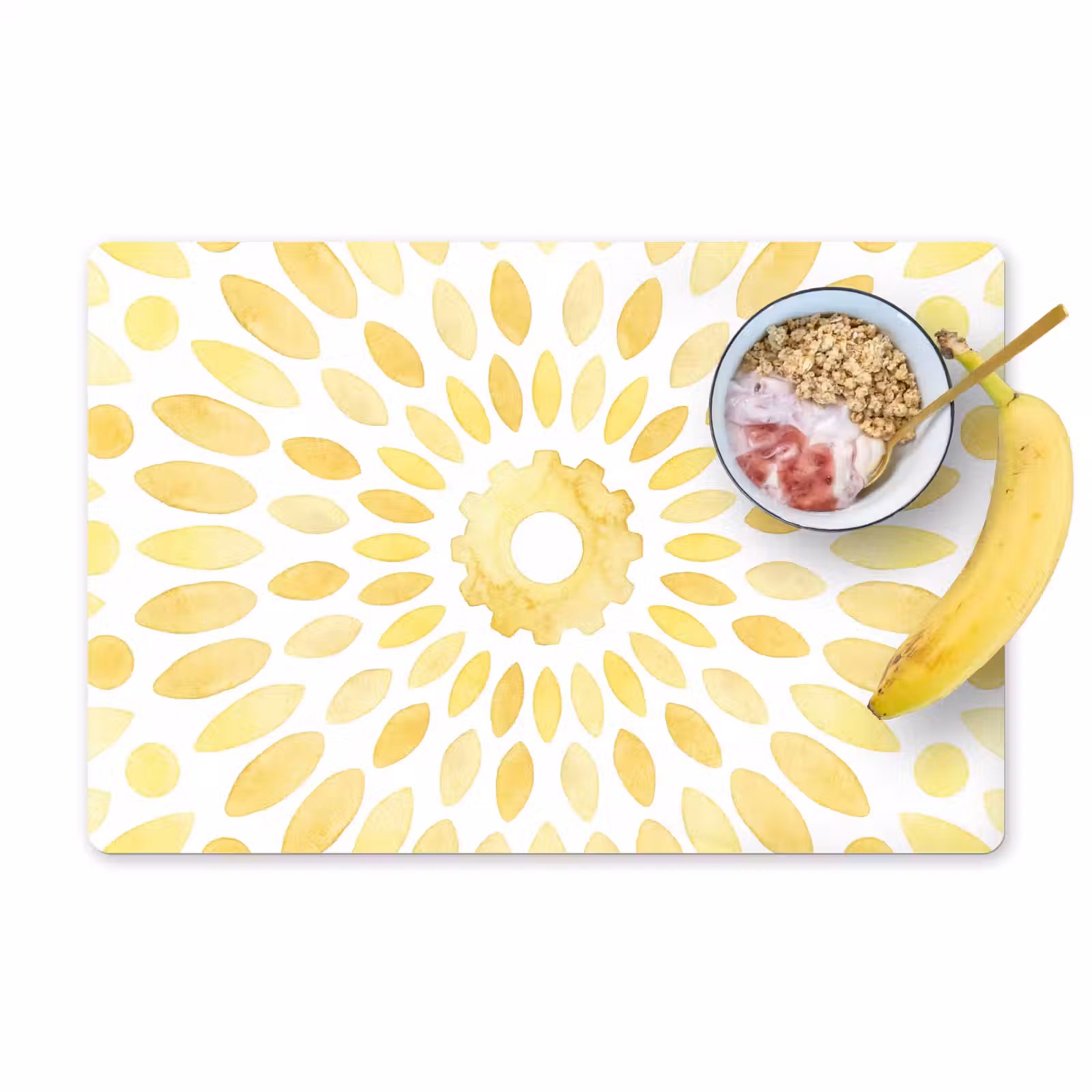 Placemat - 6 stuks - Abstract - Geometrisch - Stralend - Geel — 1