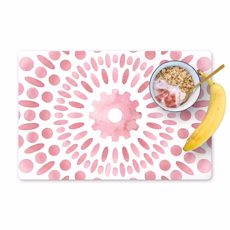 Placemat - 6 stuks - Abstract - Vormen - Patroon - Aquarel - Roze — 1
