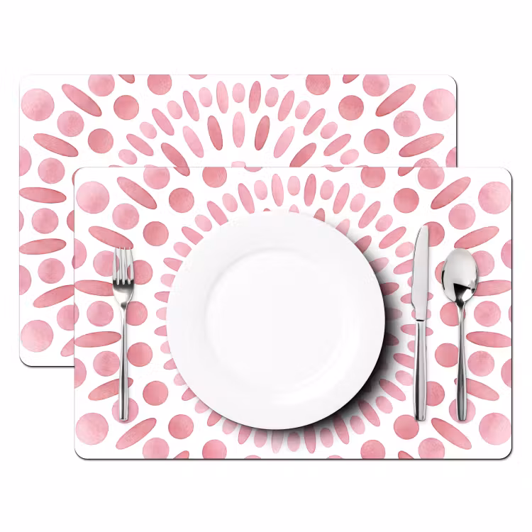 Placemat - 6 stuks - Abstract - Vormen - Patroon - Aquarel - Roze — 2