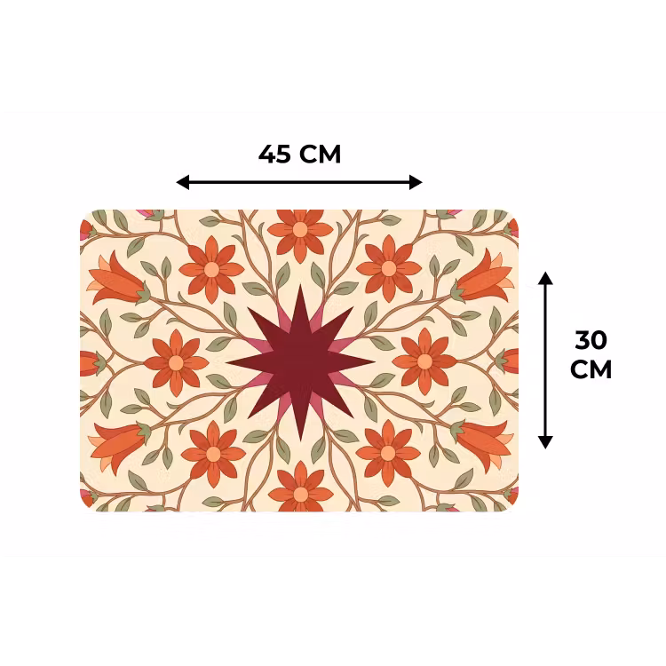 Placemat - 6 stuks - Bloemen - Mandala - Decoratief - Rood — 3