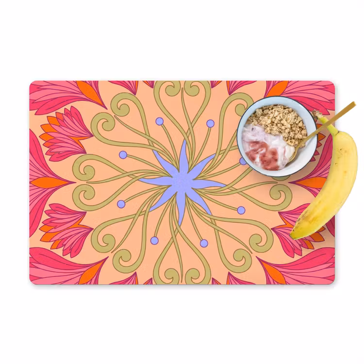 Placemat - 6 stuks - Bloemen - Patroon - Abstract - Roze - Decoratief — 1