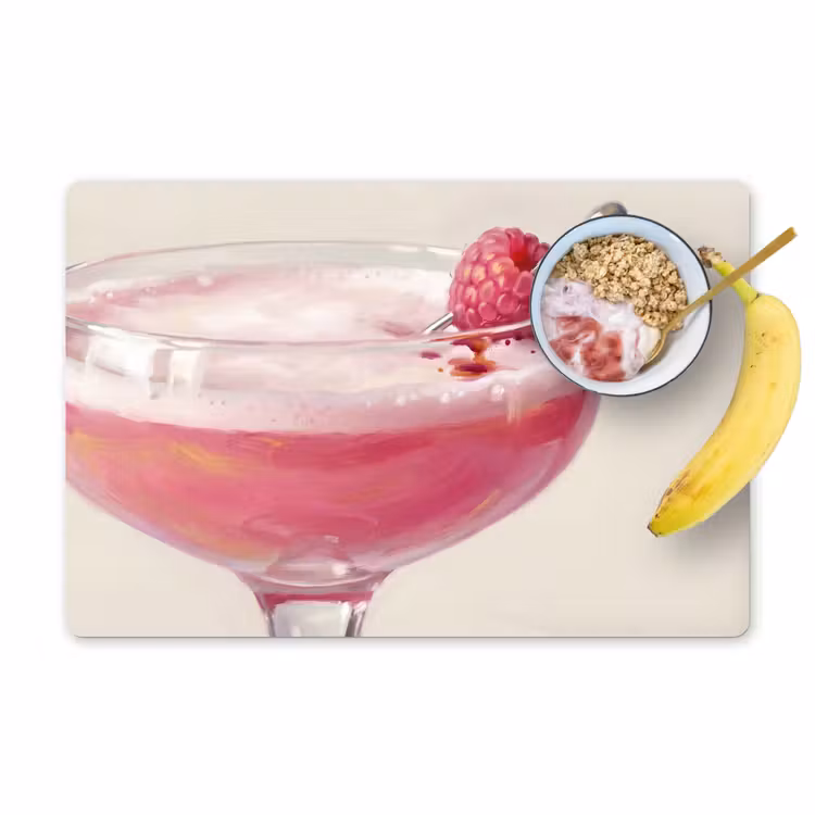Placemat - 6 stuks - Cocktail - Framboos - Drank - Modern - Roze — 1