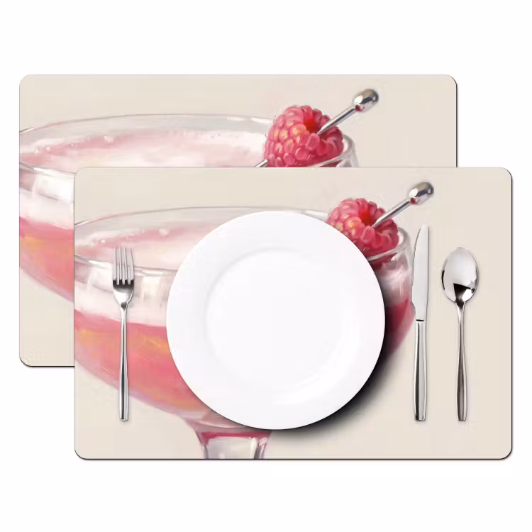 Placemat - 6 stuks - Cocktail - Framboos - Drank - Modern - Roze — 2