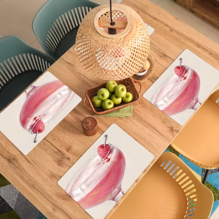 Placemat - 6 stuks - Cocktail - Framboos - Drank - Modern - Roze — 6