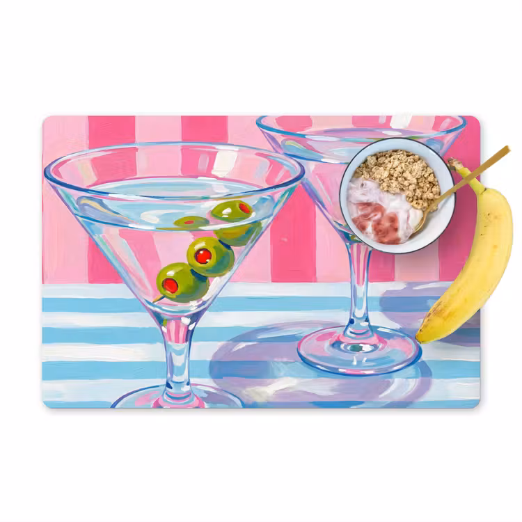 Placemat - 6 stuks - Cocktail - Olijven - Kunst - Modern - Roze — 1