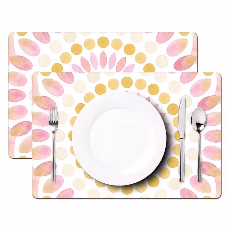 Placemat - 6 stuks - Abstract - Mandala - Kunst - Modern - Roze — 2