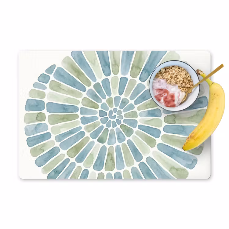 Placemat - 6 stuks - Abstract - Spiraal - Patroon - Modern - Blauw-Groen — 1