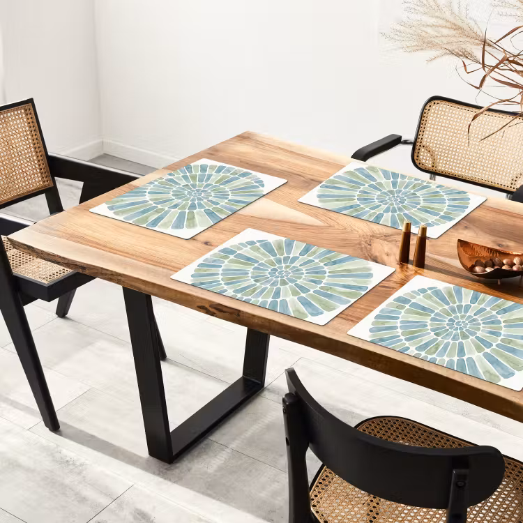 Placemat - 6 stuks - Abstract - Spiraal - Patroon - Modern - Blauw-Groen — 5