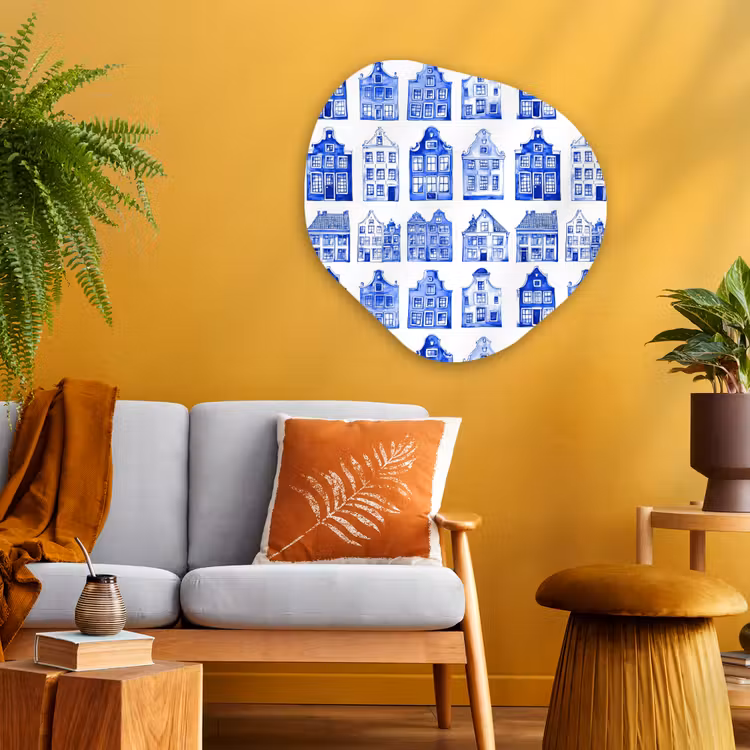 Organische vorm aluminium - Patroon - Huizen - Blauw — 3
