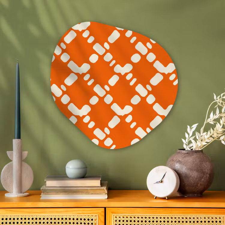 Organische vorm aluminium - Oranje - Ruitpatroon - Wit — 2
