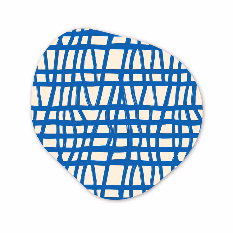Organische vorm aluminium - Ruitpatroon - Blauw - Crème — 1