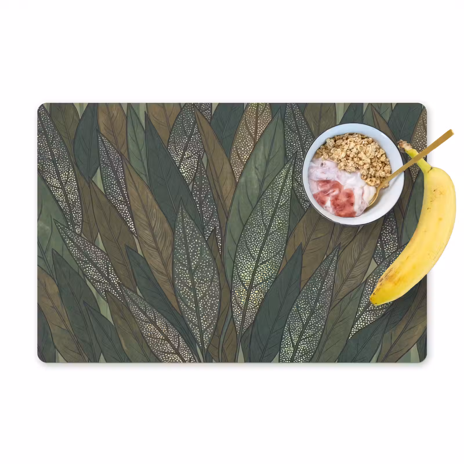Placemat - 6 stuks - Bladeren - Patroon - Gestippeld - Natuur - Groen — 1