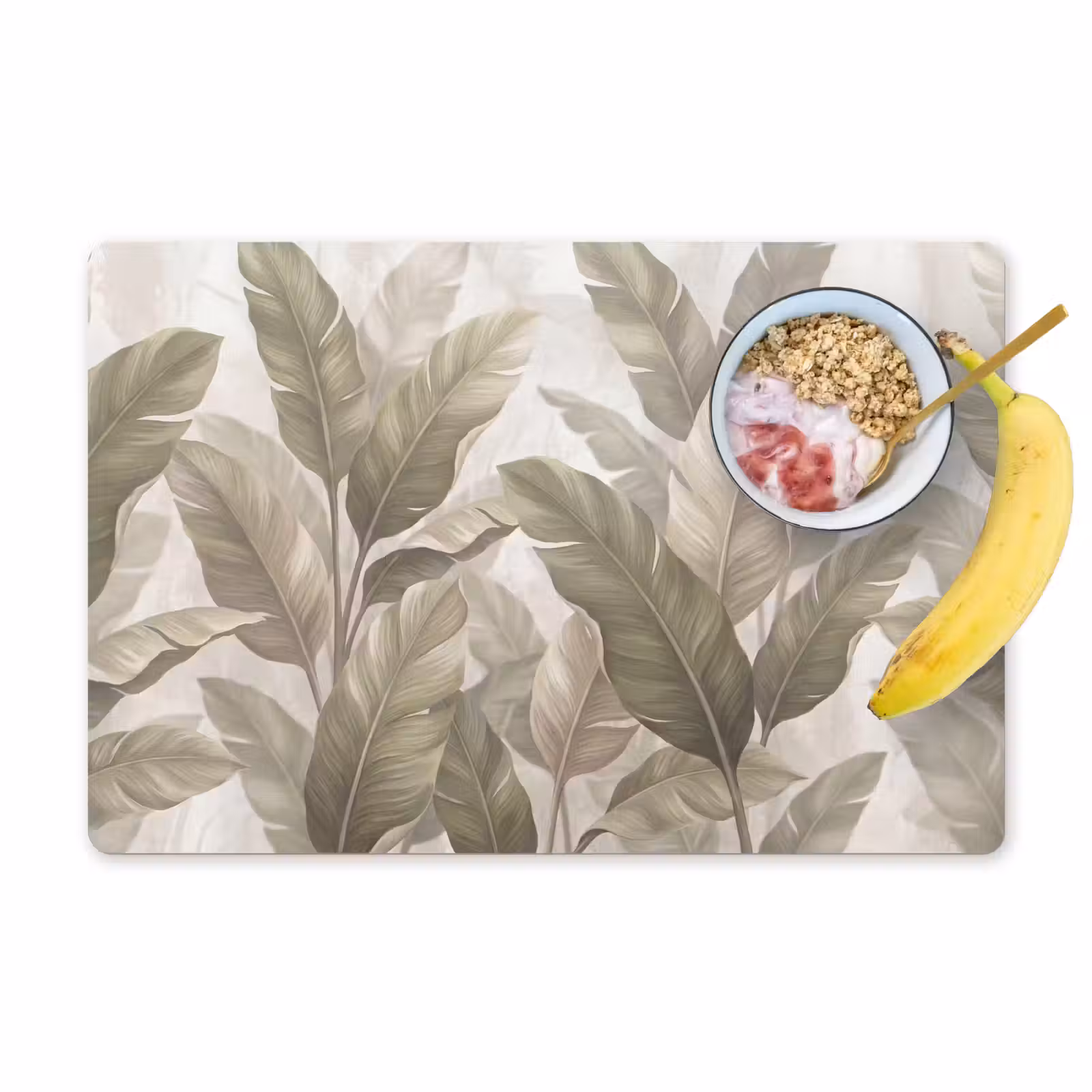 Placemat - 6 stuks - Bladeren - Tropisch - Natuur - Abstract - Beige — 1