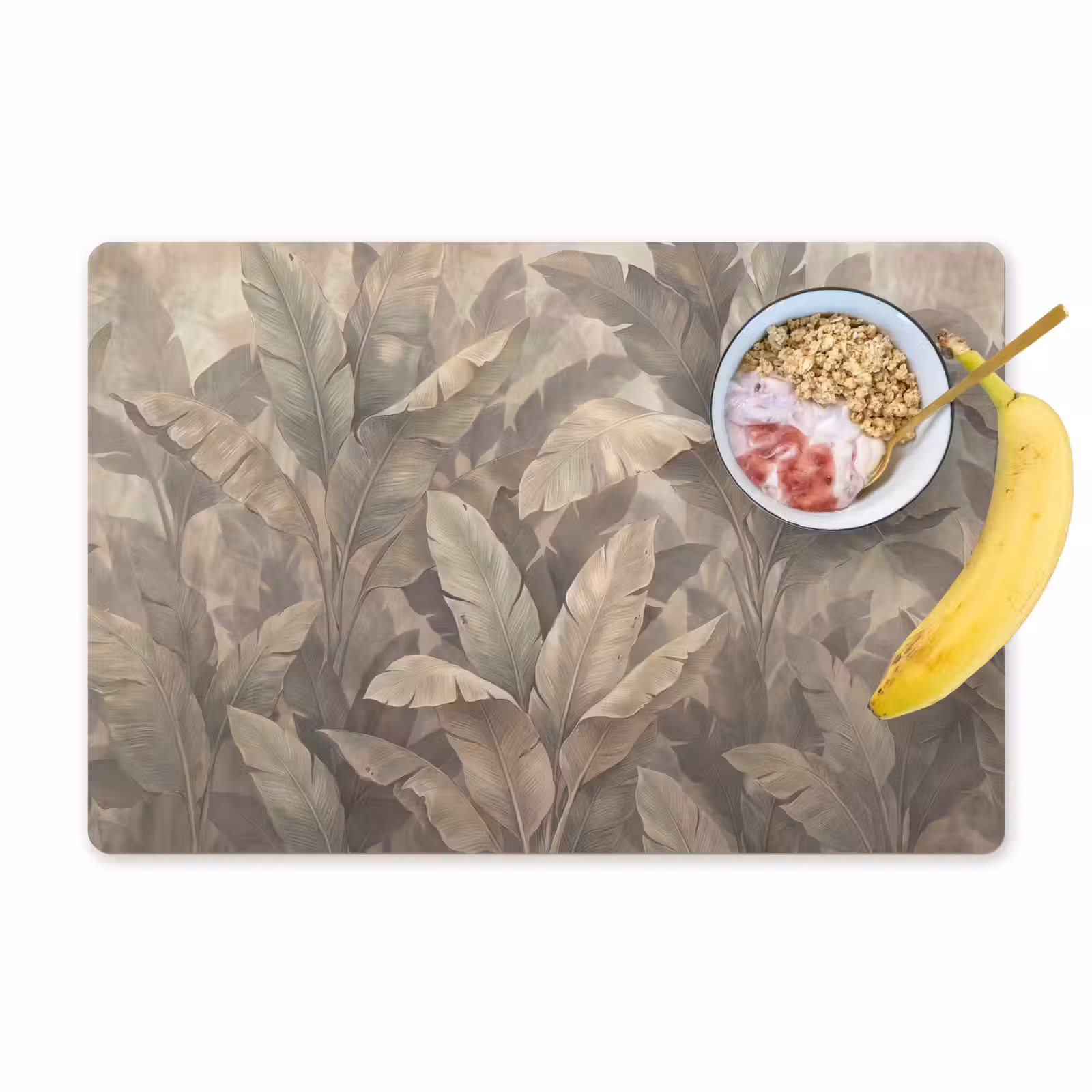 Placemat - 6 stuks - Bladeren - Tropisch - Natuur - Modern - Beige — 1