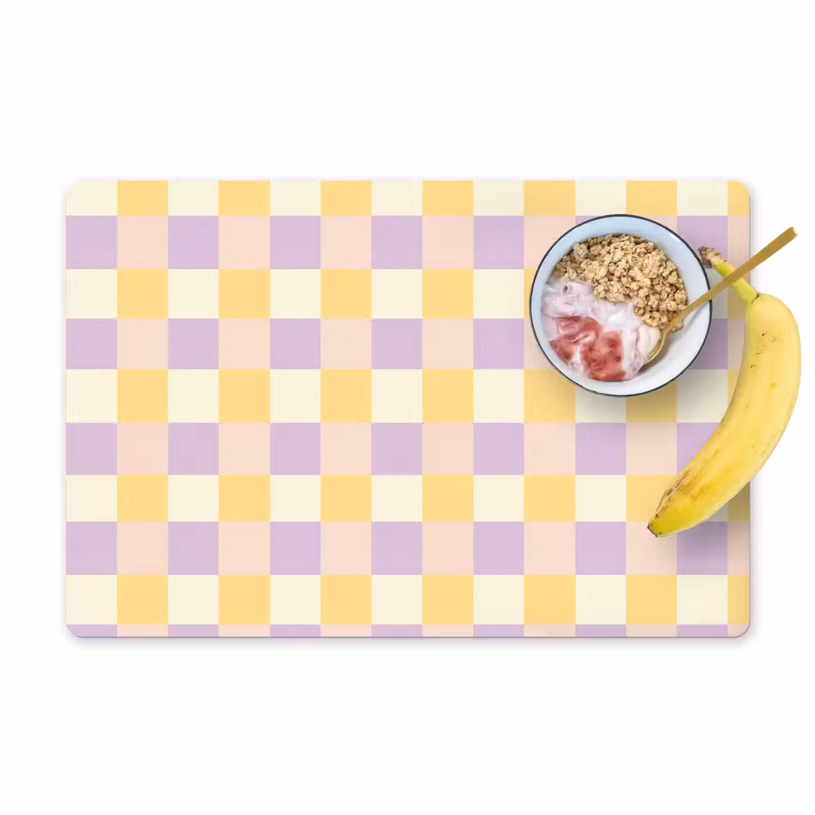 Placemat - 6 stuks - Blokjes - Lila - Geel — 1