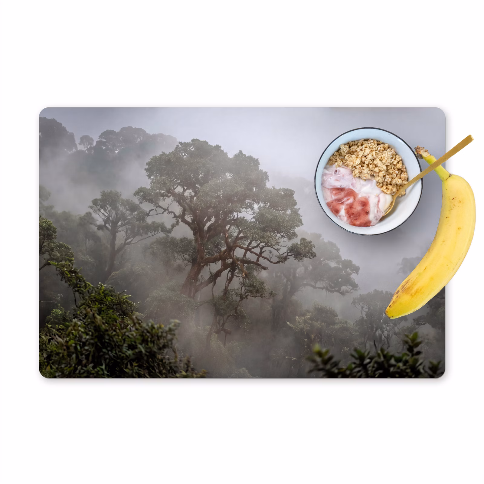Placemat - 6 stuks - Boom - Mistig - Bos - Groen - Natuur — 1