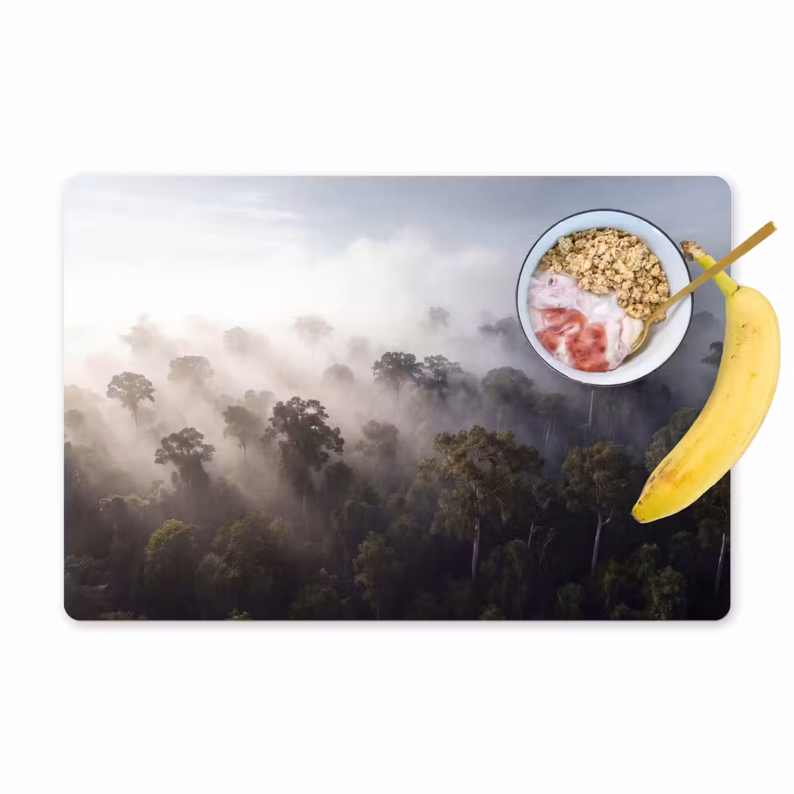 Placemat - 6 stuks - Bos - Mist - Natuur - Groen — 1