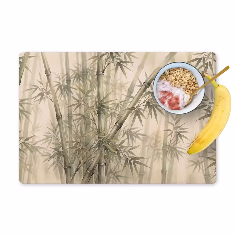 Placemat - 6 stuks - Bamboe - Bladeren - Aziatisch - Groen - Natuur — 1