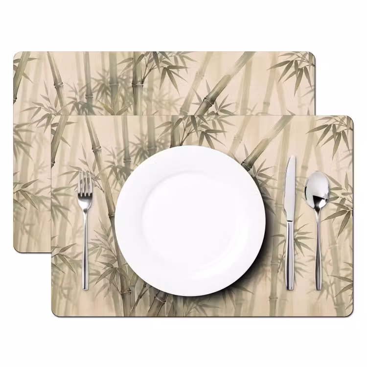 Placemat - 6 stuks - Bamboe - Bladeren - Aziatisch - Groen - Natuur — 2