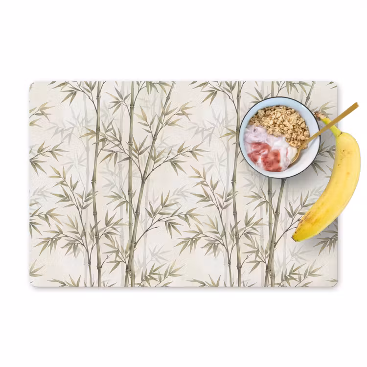 Placemat - 6 stuks - Bamboe - Bladeren - Natuur - Aquarel - Groen — 1