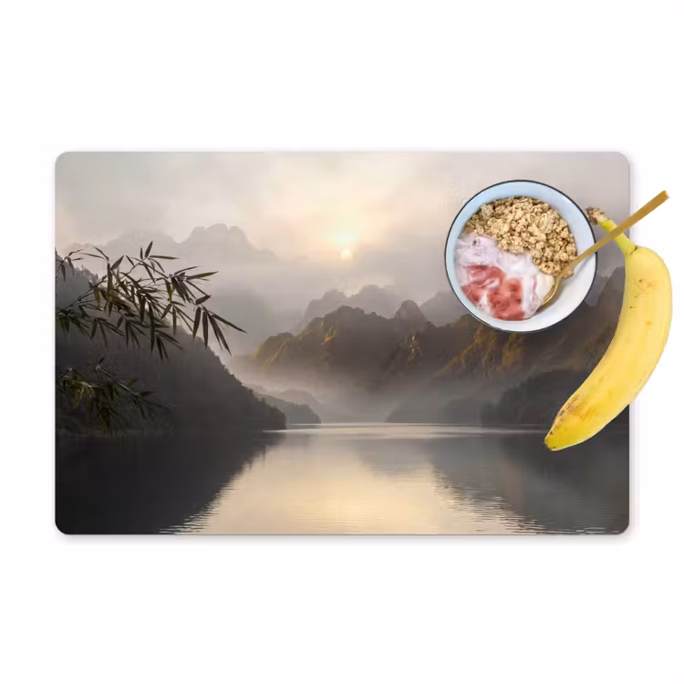 Placemat - 6 stuks - Bergen - Water - Mist - Natuur - Landschap — 1
