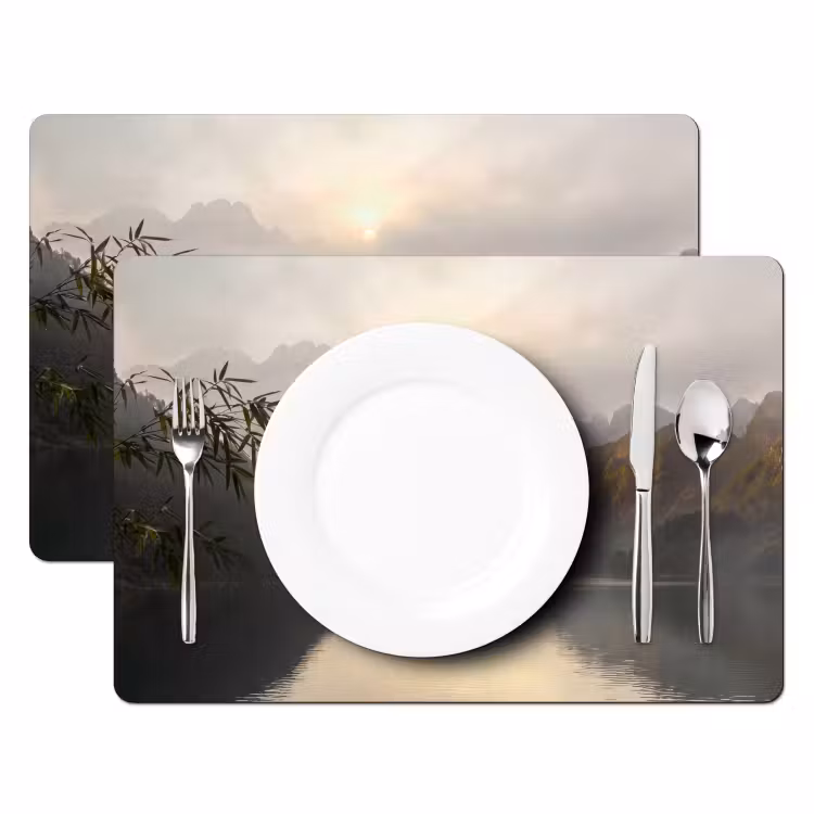 Placemat - 6 stuks - Bergen - Water - Mist - Natuur - Landschap — 2