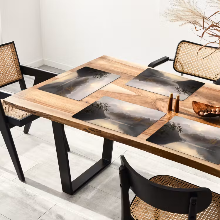 Placemat - 6 stuks - Bergen - Water - Mist - Natuur - Landschap — 5