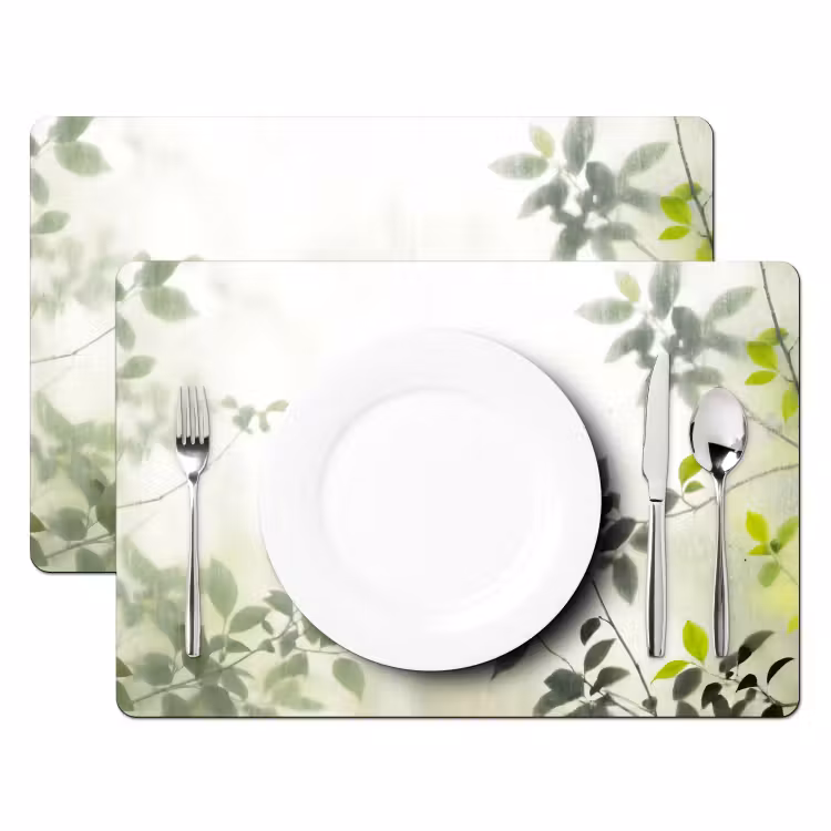 Placemat - 6 stuks - Blad - Schaduw - Natuur - Abstract - Groen — 2