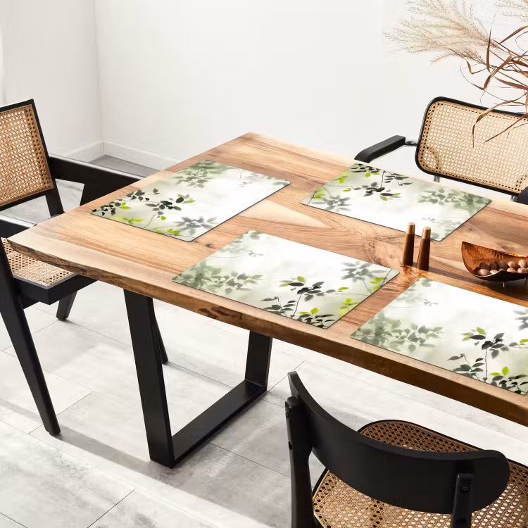 Placemat - 6 stuks - Blad - Schaduw - Natuur - Abstract - Groen — 5